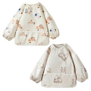 Zara Bibs 2 Pack | Waterproof, Machine Washable, Full Sleeve | Size 6M - 24M